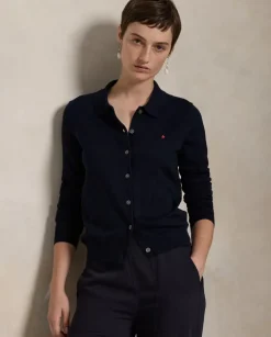 Granatowy kardigan polo