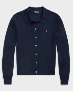 Granatowy kardigan polo