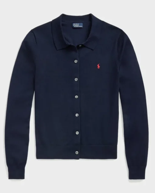 Granatowy kardigan polo