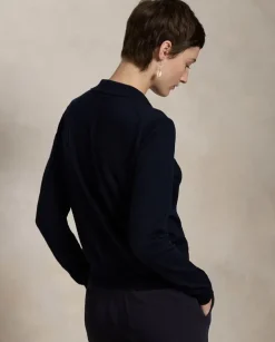 Granatowy kardigan polo