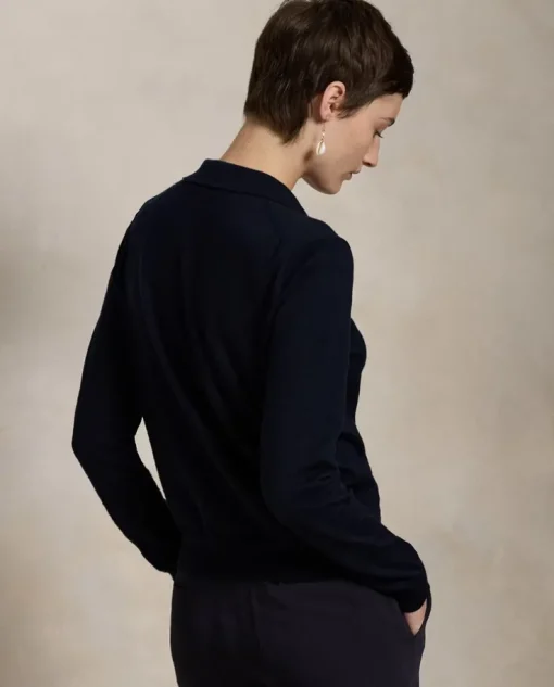 Granatowy kardigan polo