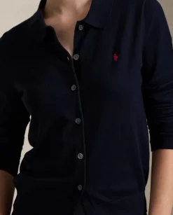 Granatowy kardigan polo