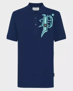 Granatowy koszulka polo Skull&Bines