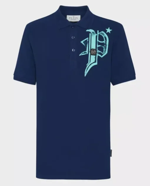 Granatowy koszulka polo Skull&Bines