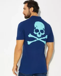 Granatowy koszulka polo Skull&Bines
