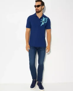 Granatowy koszulka polo Skull&Bines
