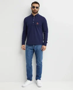 Granatowy longsleeve Straight Fit