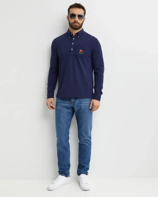 Granatowy longsleeve Straight Fit