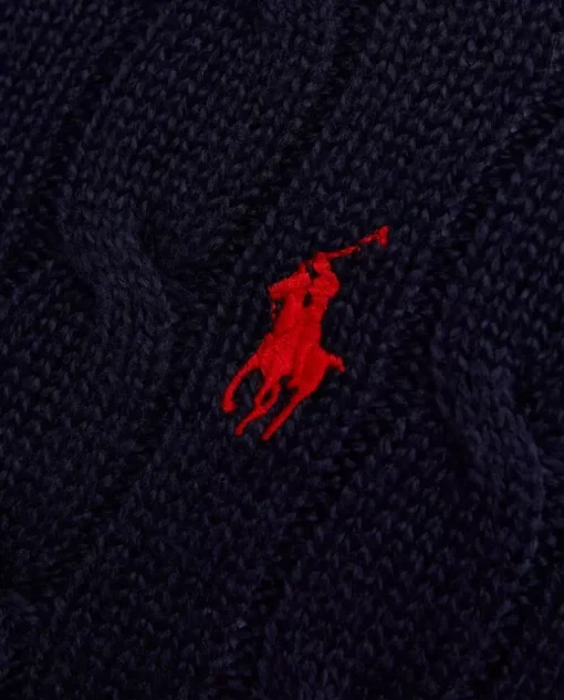 Granatowy rozpinany sweter z logo