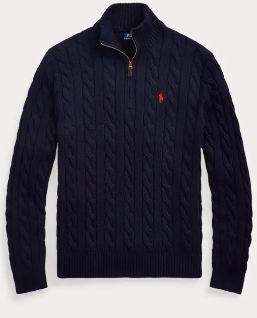 Granatowy sweter z bawełny
