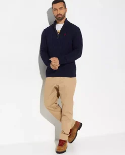 Granatowy sweter z bawełny