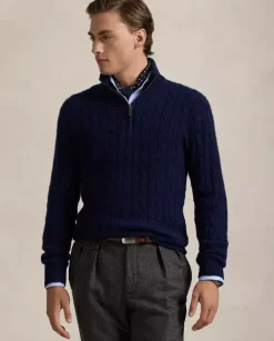 Granatowy sweter z kaszmiru Regular Fit