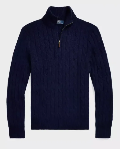 Granatowy sweter z kaszmiru Regular Fit