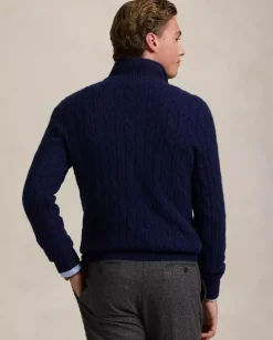 Granatowy sweter z kaszmiru Regular Fit