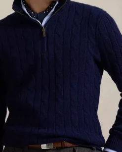 Granatowy sweter z kaszmiru Regular Fit