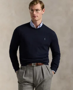 Granatowy sweter z logo