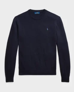 Granatowy sweter z logo