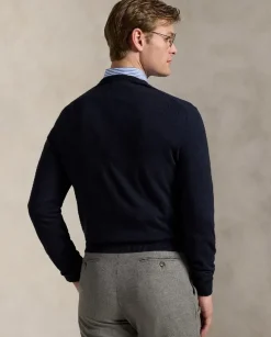 Granatowy sweter z logo