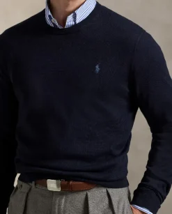 Granatowy sweter z logo