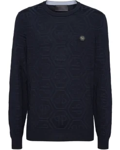 Granatowy sweter z monogramem