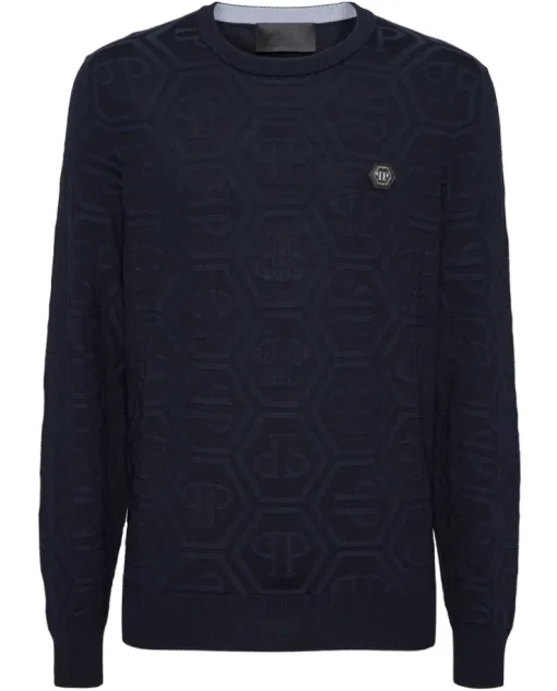 Granatowy sweter z monogramem