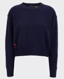 Granatowy sweter z wełny