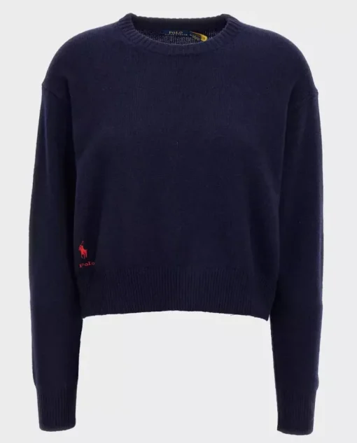 Granatowy sweter z wełny