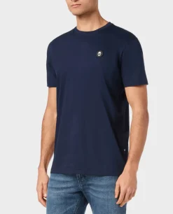 Granatowy t-shirt z okrągłym dekoltem