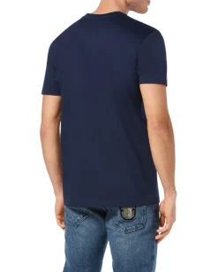 Granatowy t-shirt z okrągłym dekoltem