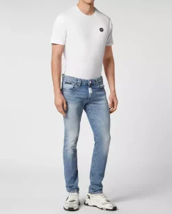 Jasno niebieskie spodnie jeansowe Super Fit