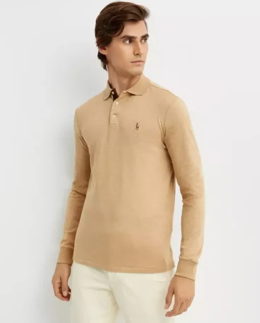 Jasnobrązowa bluzka polo Slim Fit