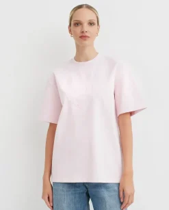 Jasnoróżowy t-shirt z grubej bawełny
