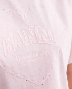 Jasnoróżowy t-shirt z grubej bawełny