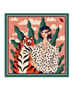 Jedwabna apaszka No.13 Green Tiger M