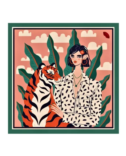 Jedwabna apaszka No.13 Green Tiger M