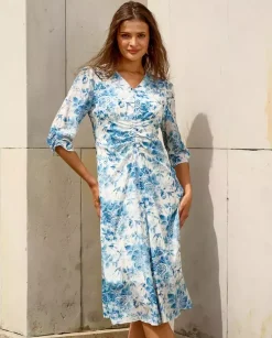 Jedwabna midi sukienka z printem Rafaela