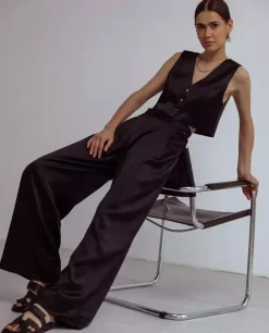 Jedwabne spodnie wide leg