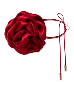Jedwabny czerwony chocker z różą