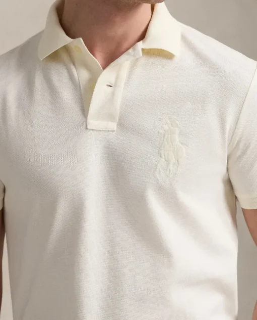Kremowa koszulka polo Custom Slim Fit
