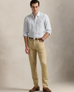 Lniana koszula w paski Custom Fit