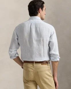 Lniana koszula w paski Custom Fit