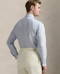Lniana koszula w paski Custom Fit