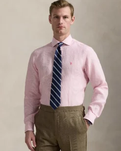 Lniana koszula w paski Custom Fit