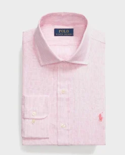 Lniana koszula w paski Custom Fit