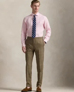 Lniana koszula w paski Custom Fit
