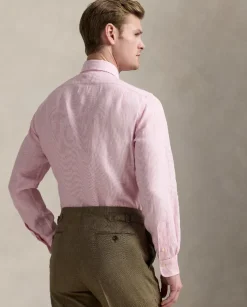 Lniana koszula w paski Custom Fit