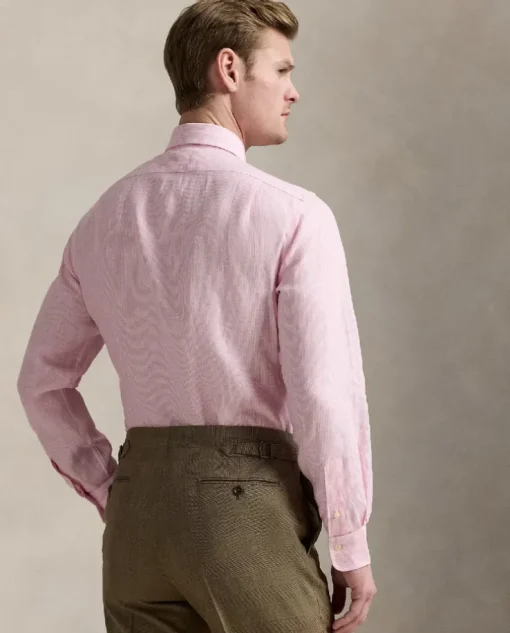 Lniana koszula w paski Custom Fit