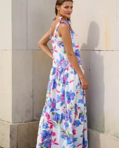 Lniana sukienka w kwiaty Capri