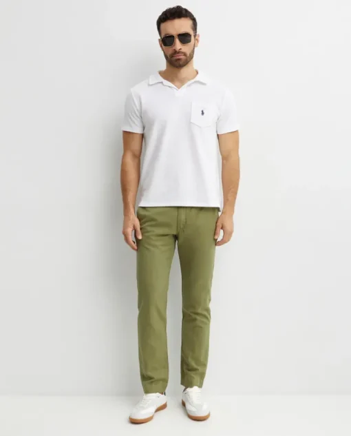 Lniano-bawełniane spodnie Straight Fit