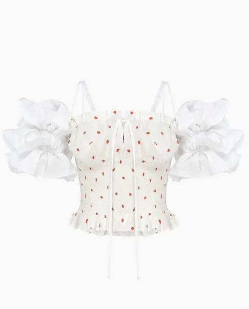Lniany top z printem Arle Strawberries